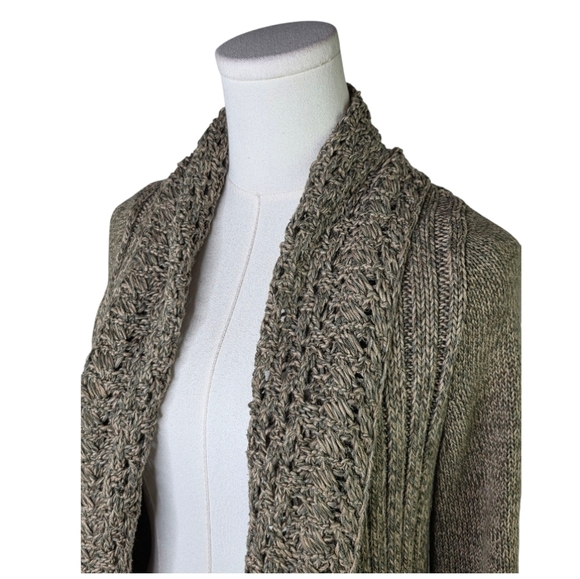 Eddie Bauer XS Cotton Open Knit Shawl Collar Cardigan Sweater Boho Layering - Picture 2 of 8